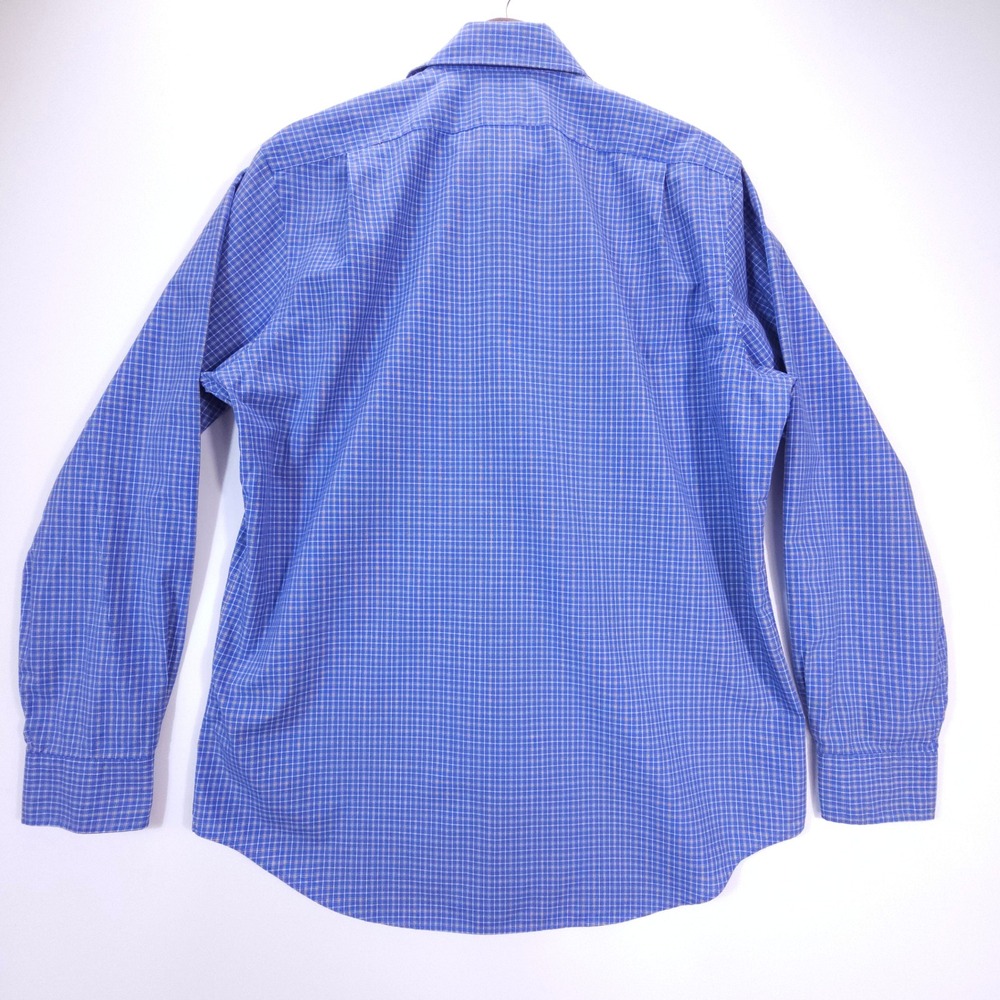 Polo Ralph Lauren Shirt Mens L Blue Plaid 120s 2-Ply Cotton Button Down Workwear - Picture 2 of 8